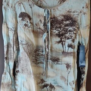 Karen Kane Blue and Brown Printed Top NWT